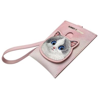 2. Nimmy Big Eyed Pet 2.0 Kartenetui mit Katzenmotiv, Rosa