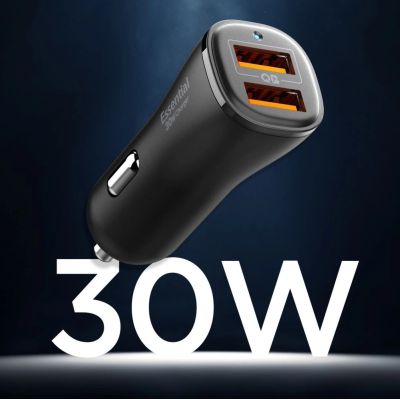 5. Spigen Essential EV302 30W 2-Port USB-A Autoladegerät – Schwarz