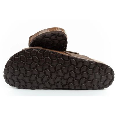 9. Bio Bio Schuhe Herren-Slipper, profilierte Flip-Flops, Naturleder, braun