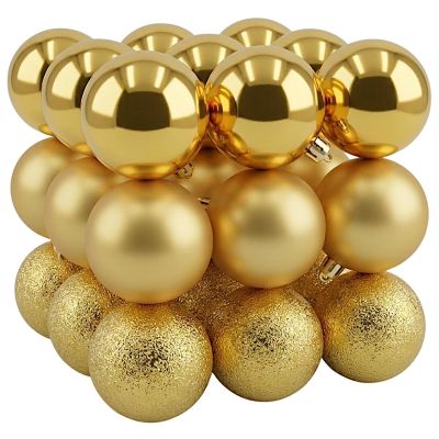 2. Dekorative Kugel-Safes aus Kunststoff, 27 Stück, Durchmesser 6 cm, Gold-Glimmer