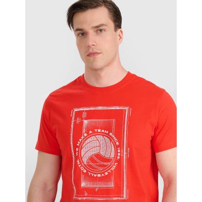 5. Herren-T-Shirt mit Volleyball-Print, Größe 4F 4FRAW25TTSHM3236-62S