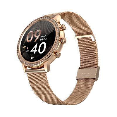 5. VELTORI VT310-1 Damen-Smartwatch, Goldarmband + rosa Silikonarmband