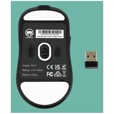 4. GAMIAC PX71 Gaming-Maus, beidhändig bedienbar, kabellos (RF) + USB Typ-A, optisch, 16000 DPI