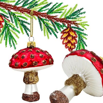 GLAS-CHRISTBAUMANHÄNGER IN PILZFORM 8,5 CM MICA