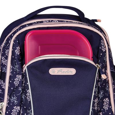 10. Herlitz Ultimate Blossom Schulrucksack, beige, marineblau, Polyester