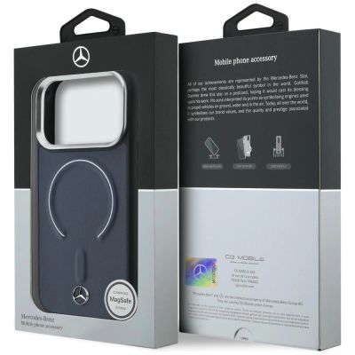 8. Mercedes Leder 3D MagSafe Hülle für iPhone 17 Pro Max - Marineblau
