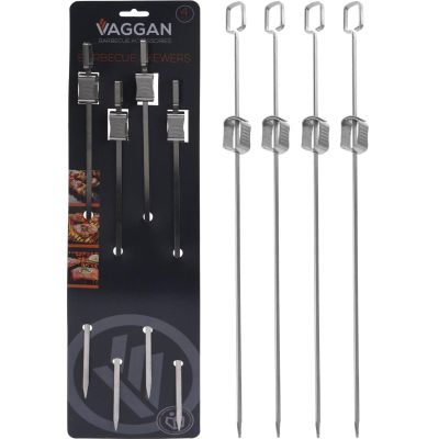 6. Spieße für Schaschlik, 4 Stück, Länge 40,5 cm, Edelstahl