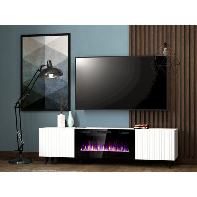 3. PAFOS EF TV-Schrank mit Elektrokamin 180x42x49 weiß matt