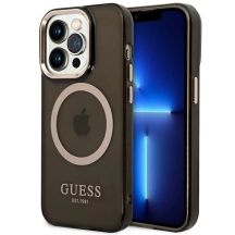 Guess GUHMP14XHTCMK iPhone 14 Pro Max 6,7" schwarz/schwarzes Hartschalenetui Gold Outline Translucent MagSafe