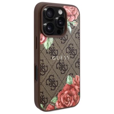 4. Guess GUHMP16XP4ROPEMCW iPhone 16 Pro Max 6,9" braun/braunes Hardcase 4G Flowers Print MagSafe