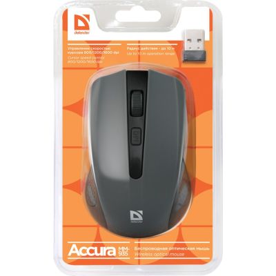 3. DEFENDER KABELLOSE MAUS ACCURA MM-935 RF GRAU OPTISCH 1600DPI 4P 52936