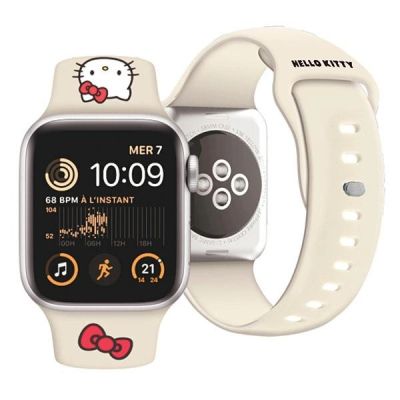 4. Hello Kitty Silikon-Kitty-Kopfband für Apple Watch 38/40/41 mm – Beige