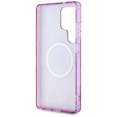 7. Guess Glitzerblumen-Dreieckknöpfe MagSafe-Hülle für Samsung Galaxy S25 Ultra – Lila
