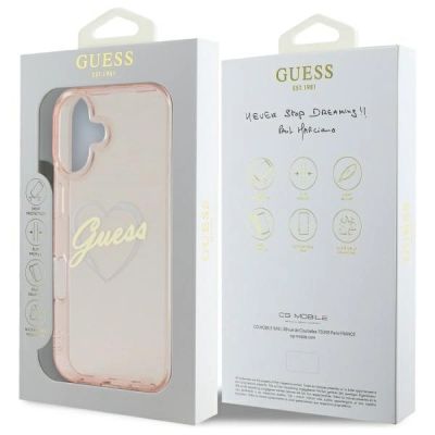 8. Guess IML Herzhülle für iPhone 16 - Rosa