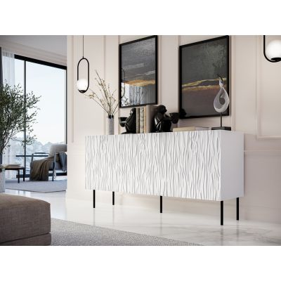 3. Kommode JUNGLE, 152 x 40,5 x 74,5 cm, weiß matt + schwarze Beine