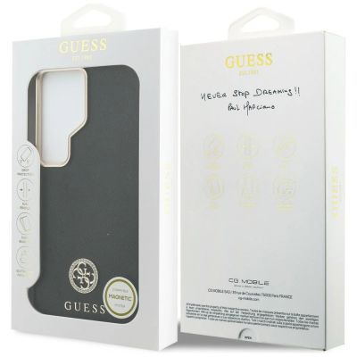 8. Guess Strass-Logo-Hülle mit rundem Logo für Samsung Galaxy S26 Ultra – Schwarz