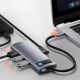 15. HUB Baseus Metal Gleam 6in1 USB-C - USB-C PD 100W 1x HDMI 4K 30Hz 3x USB-A 3.2 1x RJ45 - grau