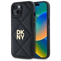 DKNY Quilted Stack Logo Hülle für iPhone 15 – Schwarz