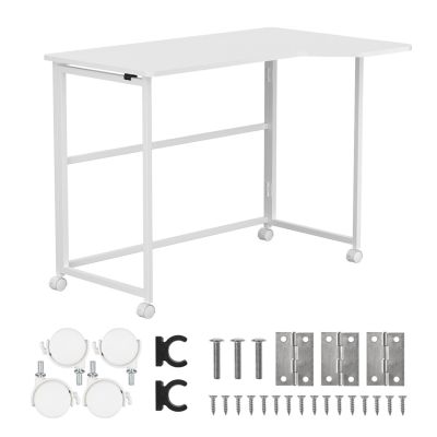9. MACLEAN Klapptisch mit Rollen, weiß, mobil, 100 x 65 cm, max. 50 kg, abgewinkelt, Form