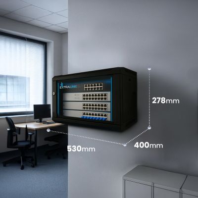 11. Extralink LITE 4U 530x400 Wandschrank, schwarz, freistehend/Wand-/Bodenregal, schwarz