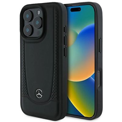 Mercedes Urban Lederhülle für iPhone 16 Pro – Schwarz