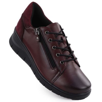 Bordeauxfarbene Damen-Lederschuhe mit Keilabsatz Vinceza 39964