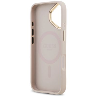 7. Guess MagSafe-Hülle mit genarbtem Strass-Logo für iPhone 17 – rosa