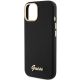 6. Guess Silikon Script Metal Logo & Frame Hülle für iPhone 15 – Schwarz
