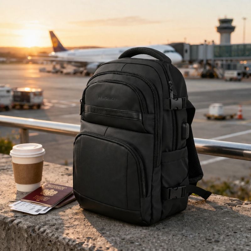 14. Wozinsky WPW-20L Reiserucksack mit Laptopfach, 40 x 20 x 25 cm, für Gepäckaufbewahrung – Schwarz