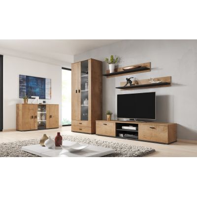 6. Regal 125 cm (2 Stück) SOHO Lefkas Eiche + Schwarz