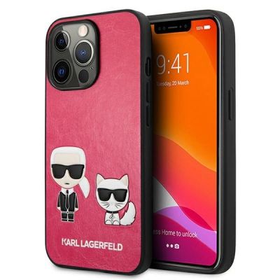Karl Lagerfeld Ikonik Karl&Choupette Hülle für iPhone 13 Pro / iPhone 13 - Fuchsia