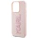 6. Karl Lagerfeld 3D-Gummi-Glitzer-Logo-Hülle für iPhone 15 Pro Max – Rosa