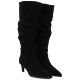 8. Damen-Lederstiefel, gerüscht, schwarz, Vinceza ZHI27-89167