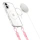 2. Tech-Protect Flexair Chain MagSafe Hülle für iPhone 16 - Transparent + 2 Tragebänder (Pink und Grau)