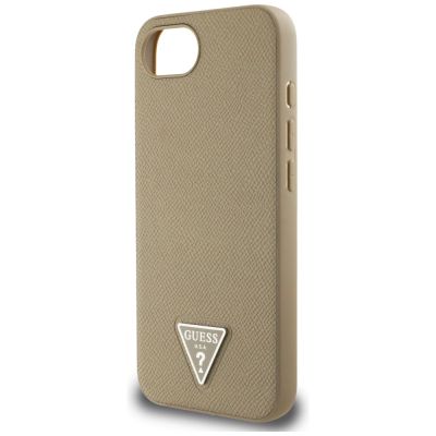 6. Guess Grained Triangle MagSafe iPhone 16e Hülle - Braun