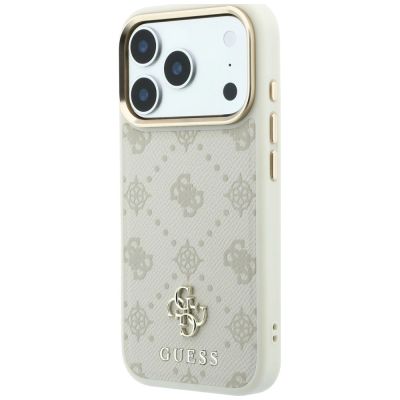2. Guess Peony 4G MagSafe Hülle mit kleinem Logo für iPhone 17 Pro Max / 18 Pro Max – Beige
