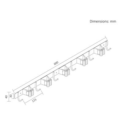3. MACLEAN Wandorganizer für Gartengeräte und Wischmopps, Stahl, mit Haken, max. Traglast 20 kg, Breite 60 cm MC-185