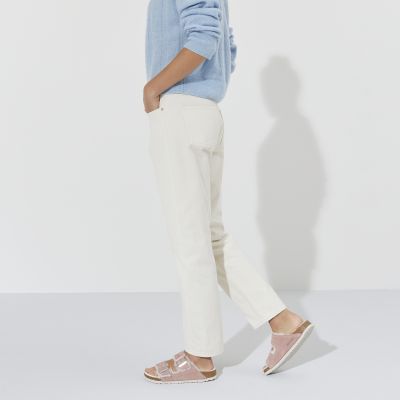 6. Birkenstock Arizona Wildleder Lammfell Pink Clay LAF Schmale isolierte Pantoletten (1023258)
