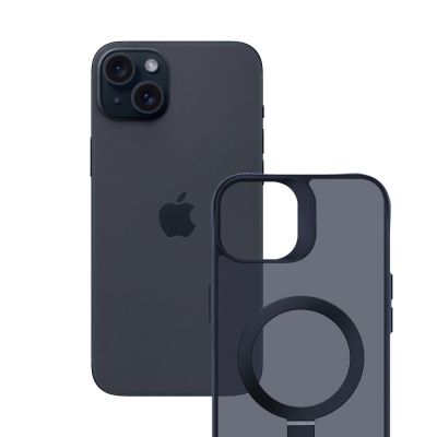 14. 3mk Smoke Case Mag&Stand Hülle für Apple iPhone 15 plus – Schwarz