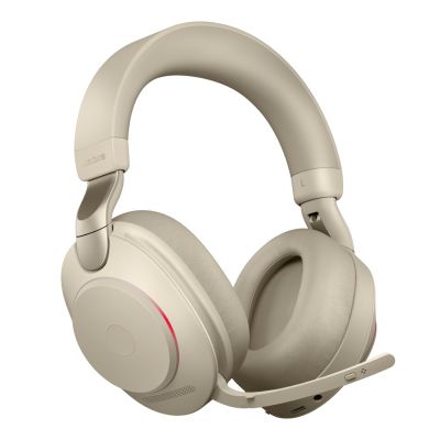4. Jabra Evolve2 85 UC Stereo Link380c Over-Ear-Kopfhörer, Beige + Ständer