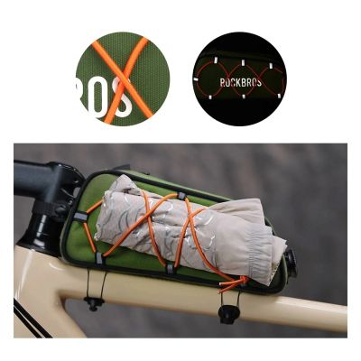 3. Rockbros 30120045001 ROAD TO SKY Fahrradtasche für das Oberrohr, wasserdicht, 0,7 l – grün