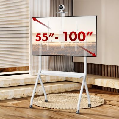 9. MACLEAN TV-STÄNDER / TROLLEY, KAMERAABREGAL, AUF ROLLEN, 55-100", MAX. BELASTUNG 120 KG / 10 KG ABLAGE, MAX. VESA 900X600 MC-114