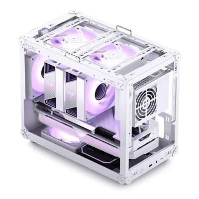 6. Jonsbo C6 MAX PC-Gehäuse, Mini-Gehäuse, Micro-ATX, gehärtetes Glas – Weiß