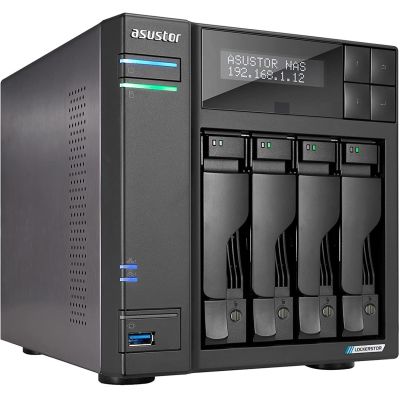 13. NAS Asustor AS6704T; Tower; 4x (3,5" SATA HDD/ 2,5" SSD); Intel Celeron N5105; 4 GB DDR4 SODIMM (max. 16 GB), 2x 2,5-GbE, 4x M.2 2280 NVMe PCIe 3.0, 2x USB 3.2 Gen, 1x HDMI 2.0b, 1x optionale 10-GbE-Karte