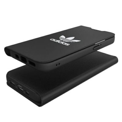 7. Adidas OR Booklet Case BASIC für iPhone 13 - Schwarz und Weiß