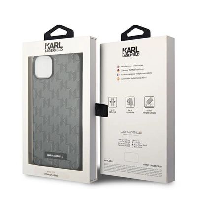 8. Karl Lagerfeld KLHCP14SSAKLHPG iPhone 14 6.1 "Hardcase grau / graues Saffiano Mono Metal Logo
