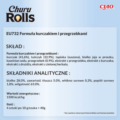 5. INABA Churu Rolls Thunfisch mit Jakobsmuscheln – ein Leckerbissen für Katzen – 4 x 10 g