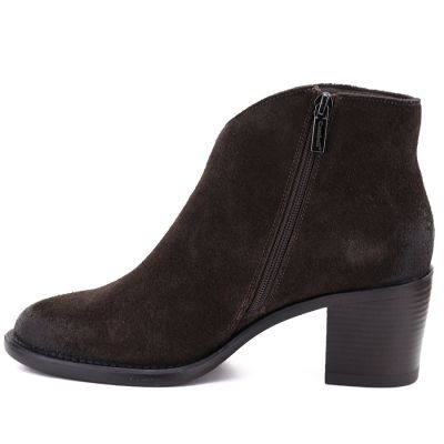 3. Damen-Ankle-Boots aus Leder mit Blockabsatz, Wildleder, Schokoladenbraun, Campbell JE19473
