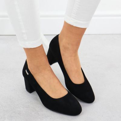 4. Schwarze Wildlederpumps mit Blockabsatz, Sergio Leone PB178