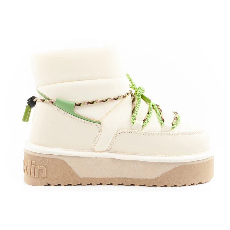 4. Damen Winter Schneestiefel D.Franklin modische Fell isolierte Stiefeletten Beige Grün